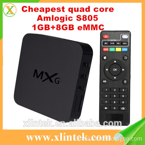 2016 Hot Sale Smart TV Box Pre-installed Latest Xbmc Kodi Fully Loaded Android TV Box MX Amlogic S805 Quad Core Mxg OTT TV Box